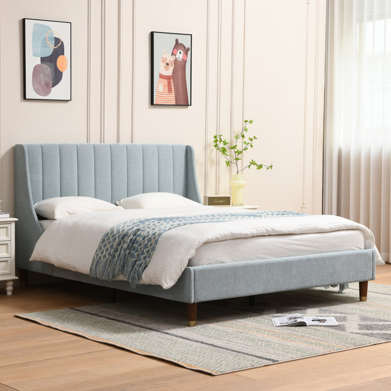 Ebern Designs Linvel Upholstered Wingback Platform Bed W111513254