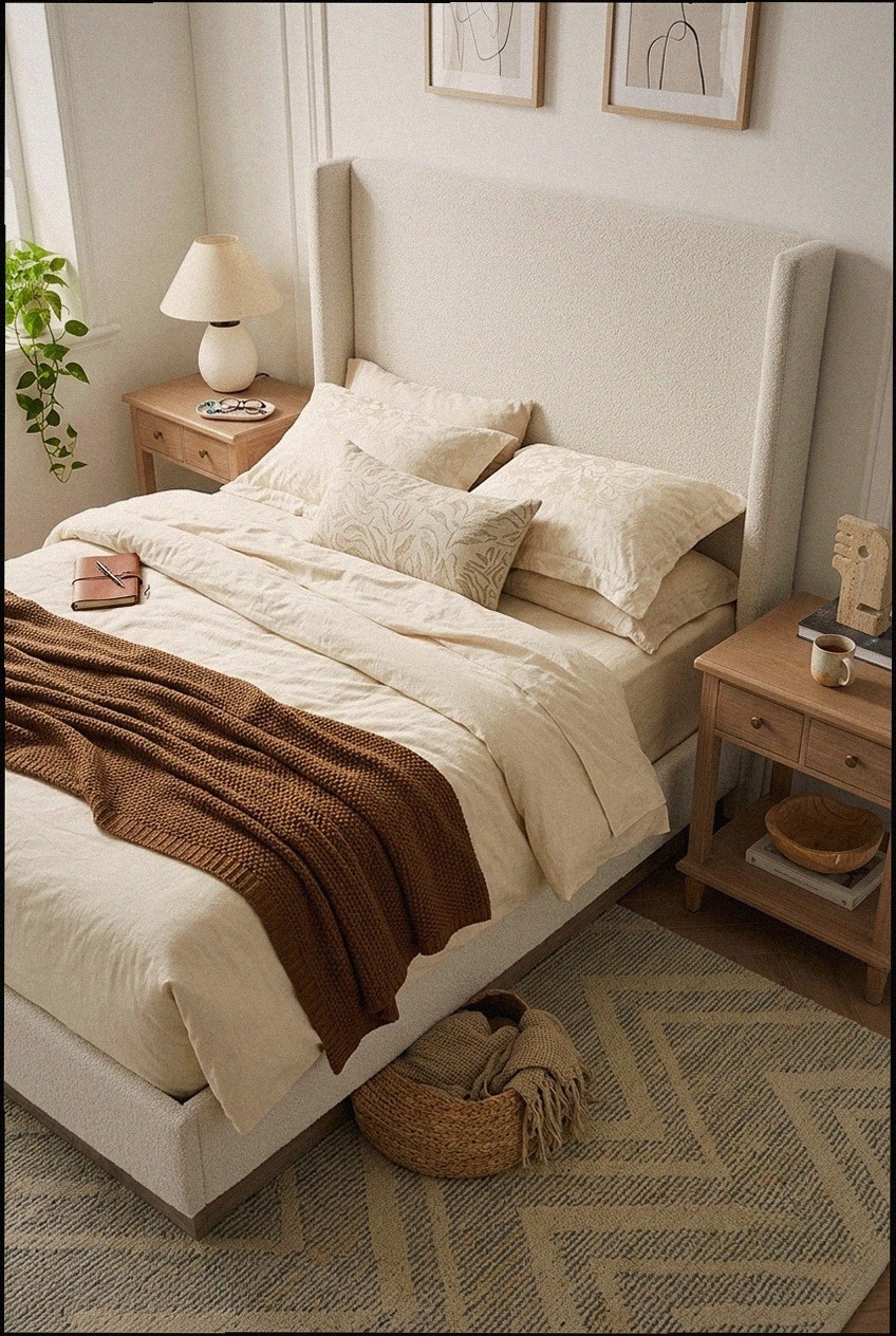 The New Classic: Curating Around a Modern Upholstered Wingback Bed Frame