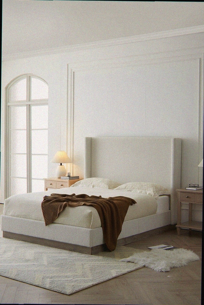 The New Classic: Curating Around a Modern Upholstered Wingback Bed Frame