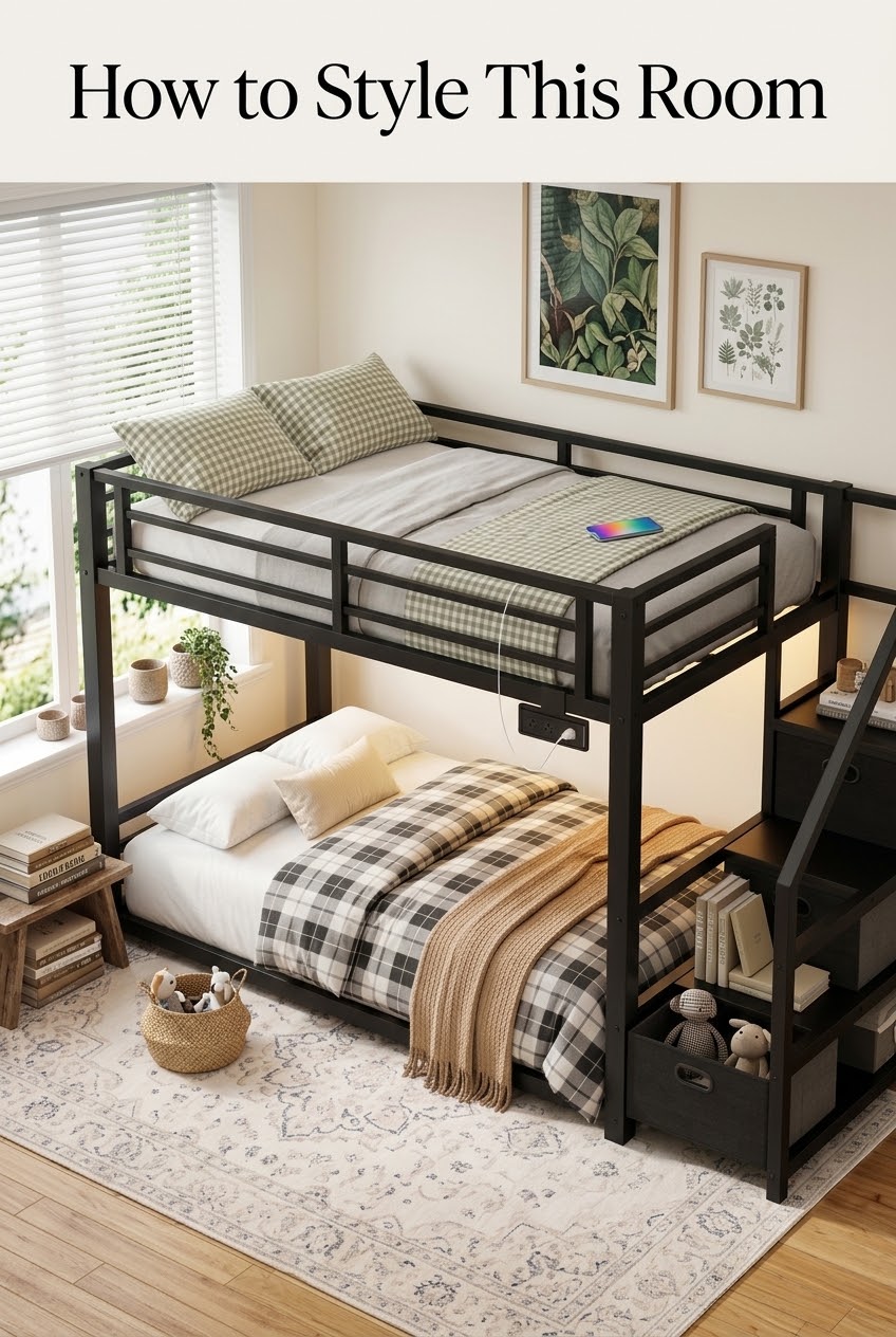 How to Style a Modern Shared Bedroom Around Architectural Black Metal