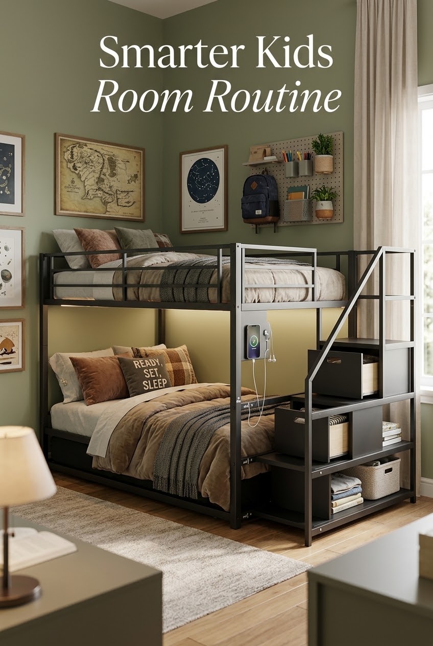 How to Style a Modern Shared Bedroom Around Architectural Black Metal