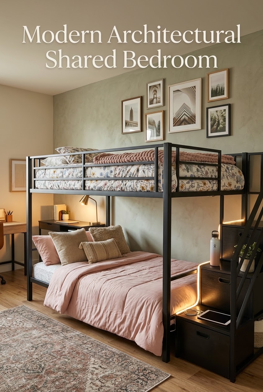 How to Style a Modern Shared Bedroom Around Architectural Black Metal