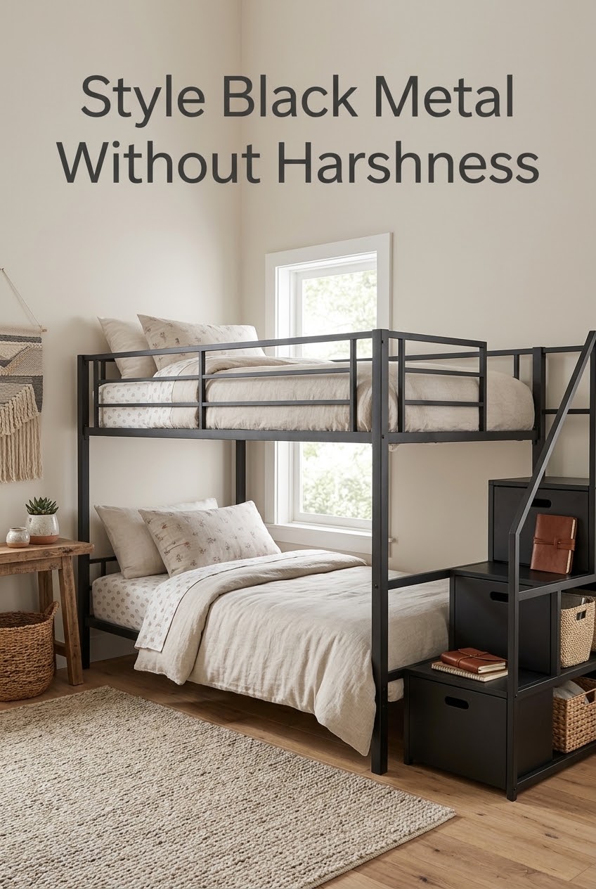 How to Style a Modern Shared Bedroom Around Architectural Black Metal